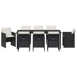 Garden Dining Set 9 pcs Black Poly Rattan