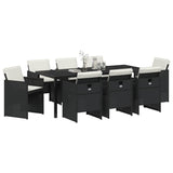 Garden Dining Set 9 pcs Black Poly Rattan