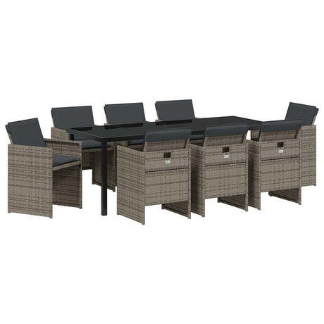 Garden Dining Set 9 pcs Grey Poly Rattan