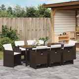 Garden Dining Set 9 pcs Brown Poly Rattan