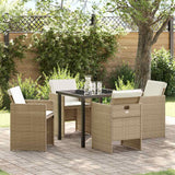 Garden Dining Set 5 pcs Beige Poly Rattan