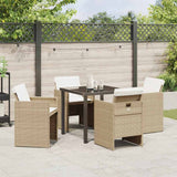 Garden Dining Set 5 pcs Beige Poly Rattan