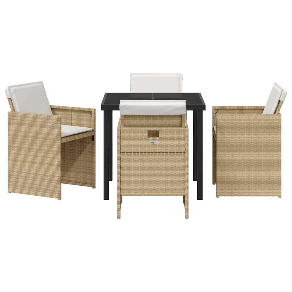 Garden Dining Set 5 pcs Beige Poly Rattan