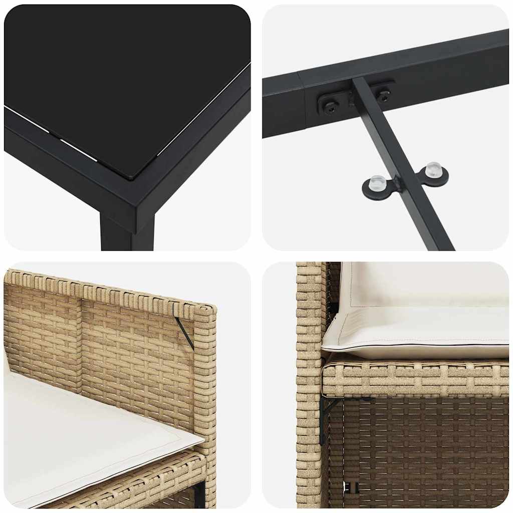 Garden Dining Set 9 pcs Beige Poly Rattan