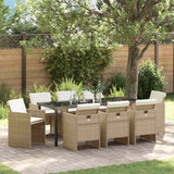 Garden Dining Set 9 pcs Beige Poly Rattan