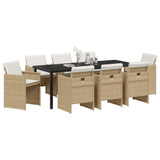 Garden Dining Set 9 pcs Beige Poly Rattan
