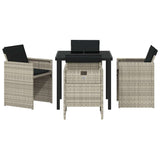 Garden Dining Set 5 pcs Light Grey Poly Rattan