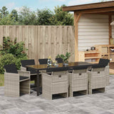 Garden Dining Set 9 pcs Light Grey Poly Rattan
