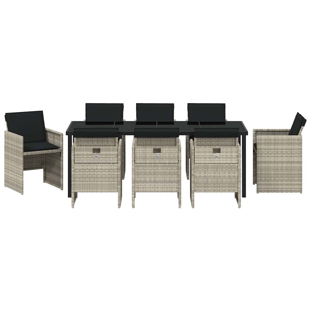 Garden Dining Set 9 pcs Light Grey Poly Rattan