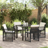 Garden Dining Set 5 pcs Black Poly Rattan