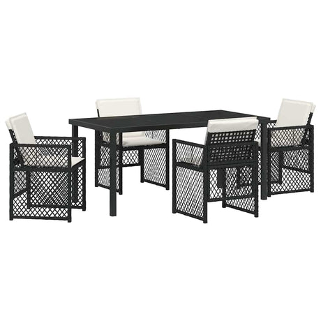 Garden Dining Set 5 pcs Black Poly Rattan