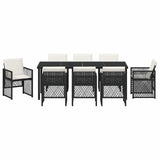 Garden Dining Set 9 pcs Black Poly Rattan