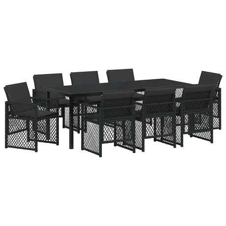 Garden Dining Set 9 pcs Black Poly Rattan