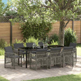 Garden Dining Set 9 pcs Grey Poly Rattan