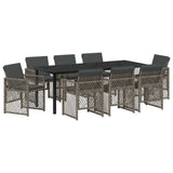 Garden Dining Set 9 pcs Grey Poly Rattan