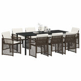 Garden Dining Set 9 pcs Brown Poly Rattan