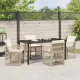Garden Dining Set 5 pcs Beige Poly Rattan