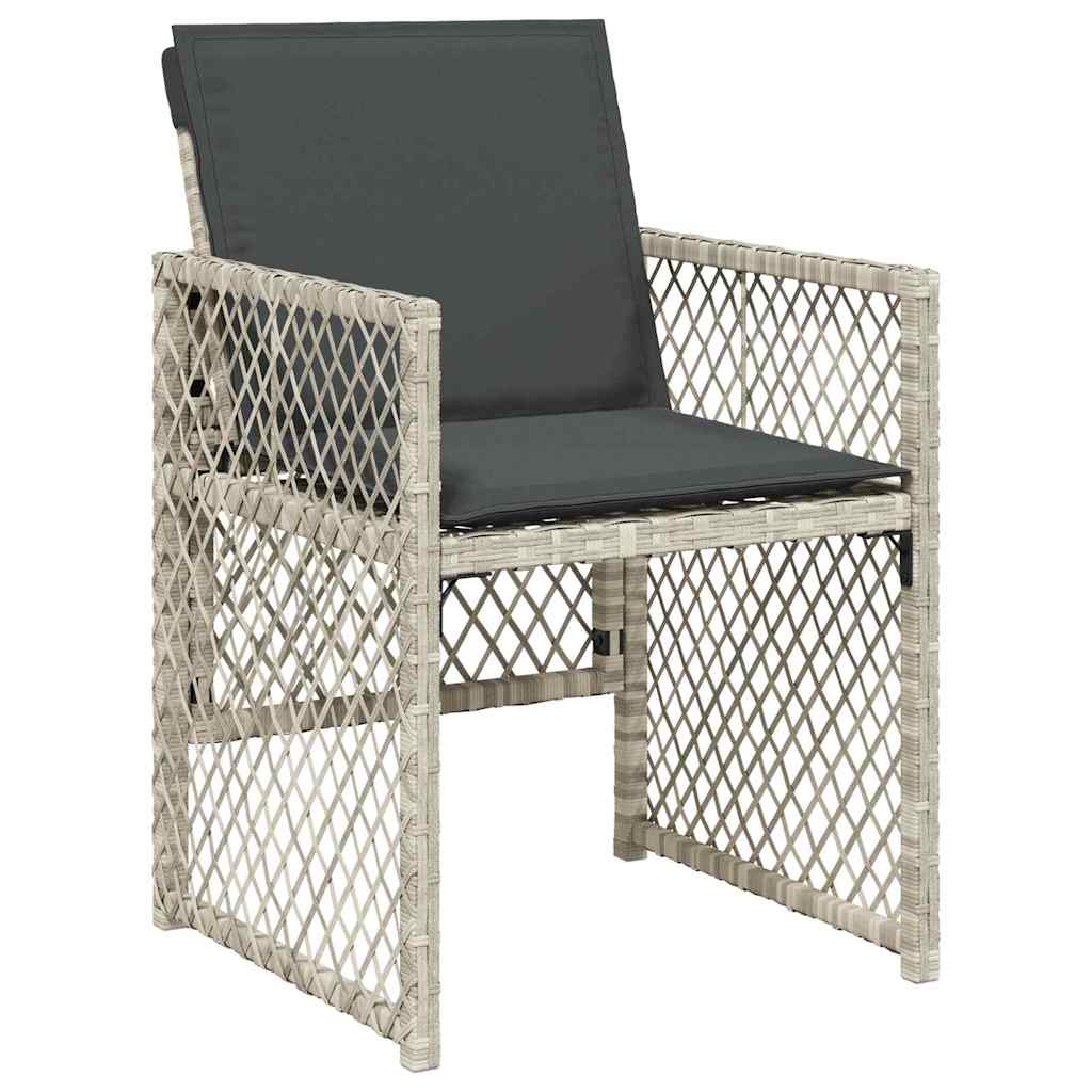 Garden Dining Set 5 pcs Light grey Poly Rattan