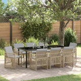 Garden Dining Set 9 pcs Beige Poly Rattan