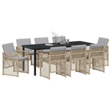 Garden Dining Set 9 pcs Beige Poly Rattan