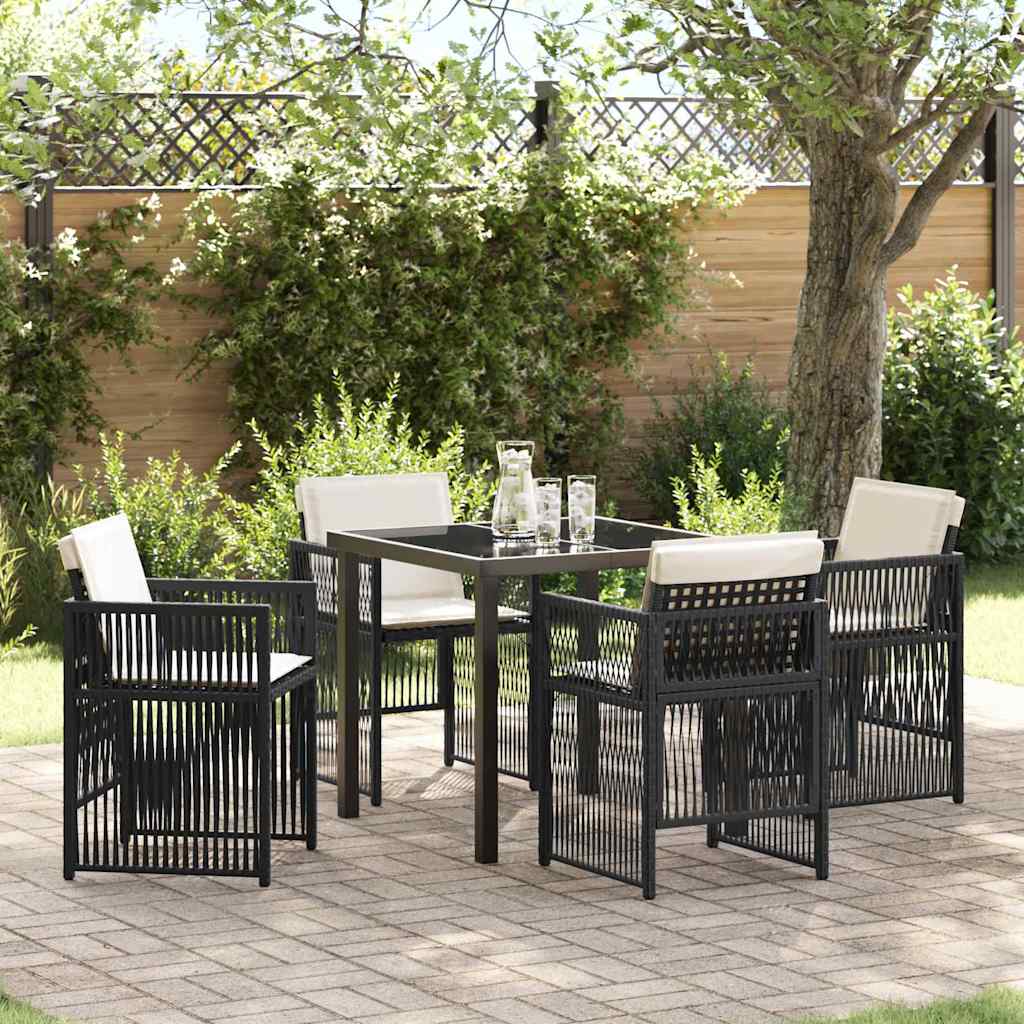 Garden Dining Set 5 pcs Black Poly rattan
