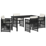 Garden Dining Set 5 pcs Black Poly rattan