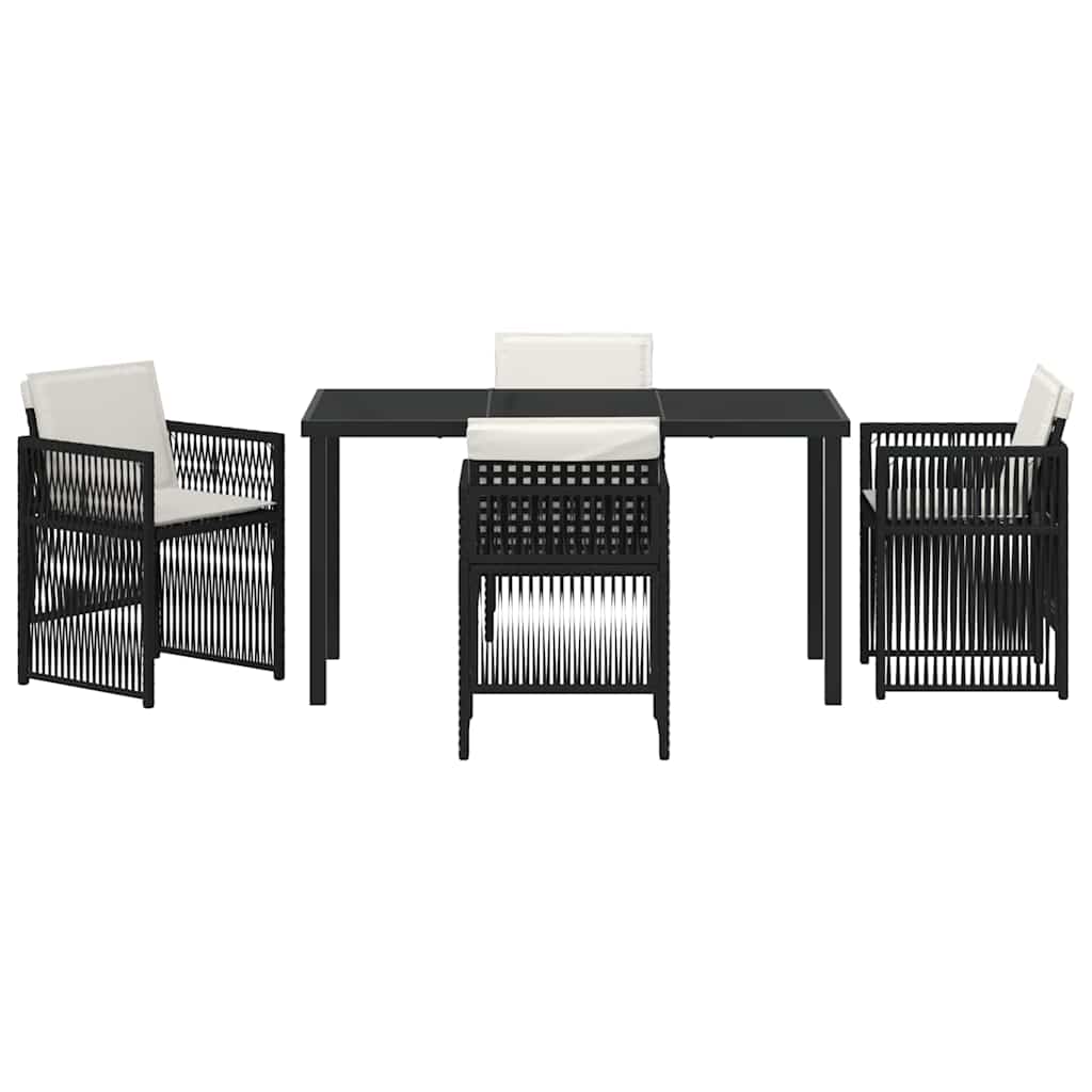 Garden Dining Set 5 pcs Black Poly rattan