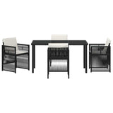 Garden Dining Set 5 pcs Black Poly rattan