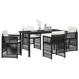 Garden Dining Set 5 pcs Black Poly rattan