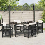 Garden Dining Set 5 pcs Black Poly rattan