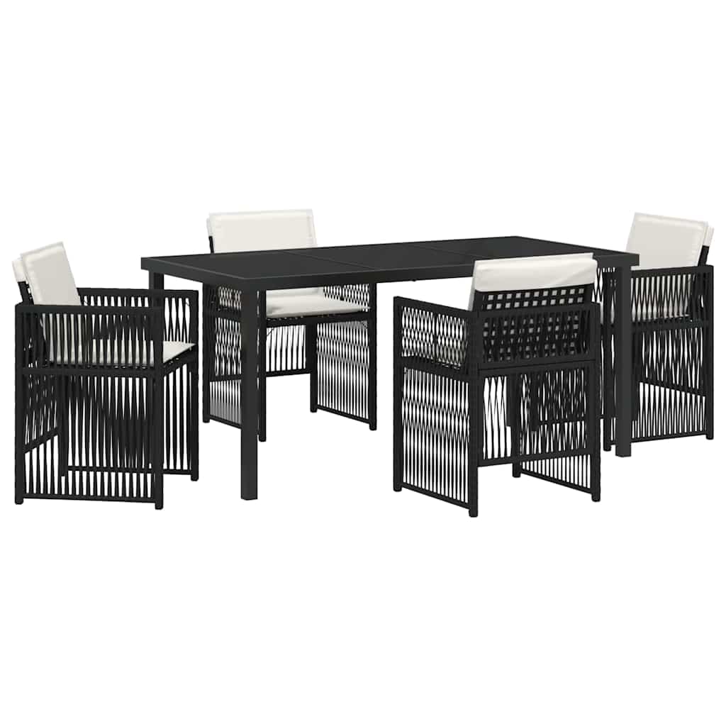Garden Dining Set 5 pcs Black Poly rattan