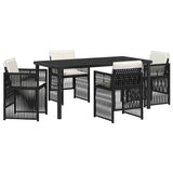 Garden Dining Set 5 pcs Black Poly rattan