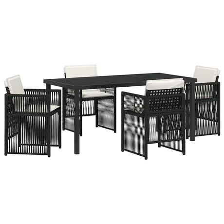 Garden Dining Set 5 pcs Black Poly rattan