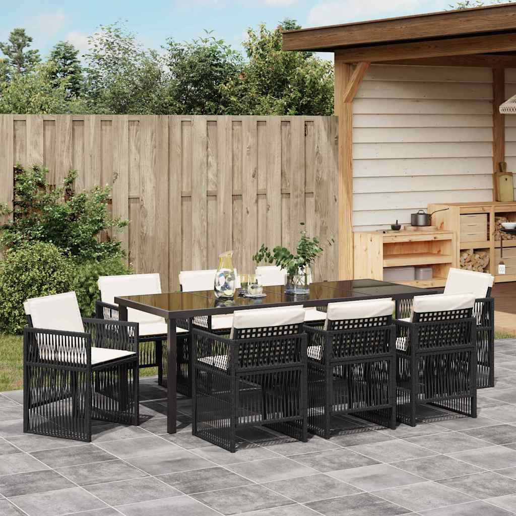 Garden Dining Set 9 pcs Black Powder-Coated Steel
