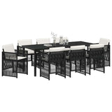 Garden Dining Set 9 pcs Black Powder-Coated Steel