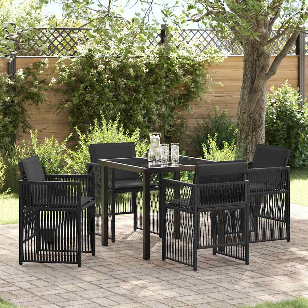 Garden Dining Set 5 pcs Black Poly rattan