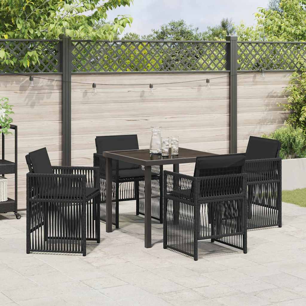 Garden Dining Set 5 pcs Black Poly rattan