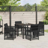 Garden Dining Set 5 pcs Black Poly rattan