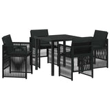 Garden Dining Set 5 pcs Black Poly rattan