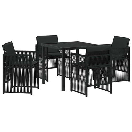 Garden Dining Set 5 pcs Black Poly rattan