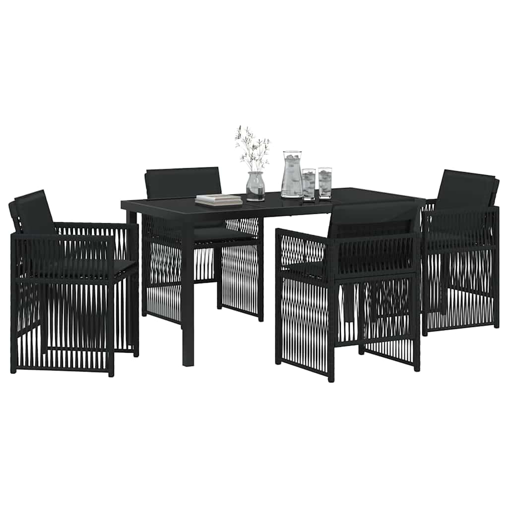 Garden Dining Set 5 pcs Black Poly rattan
