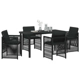 Garden Dining Set 5 pcs Black Poly rattan