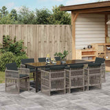 Garden Dining Set 9 pcs Grey Powder-Coated Steel