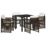Garden Dining Set 5 pcs Brown Poly rattan