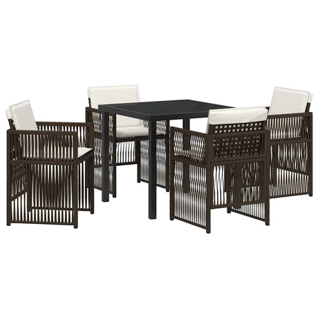 Garden Dining Set 5 pcs Brown Poly rattan