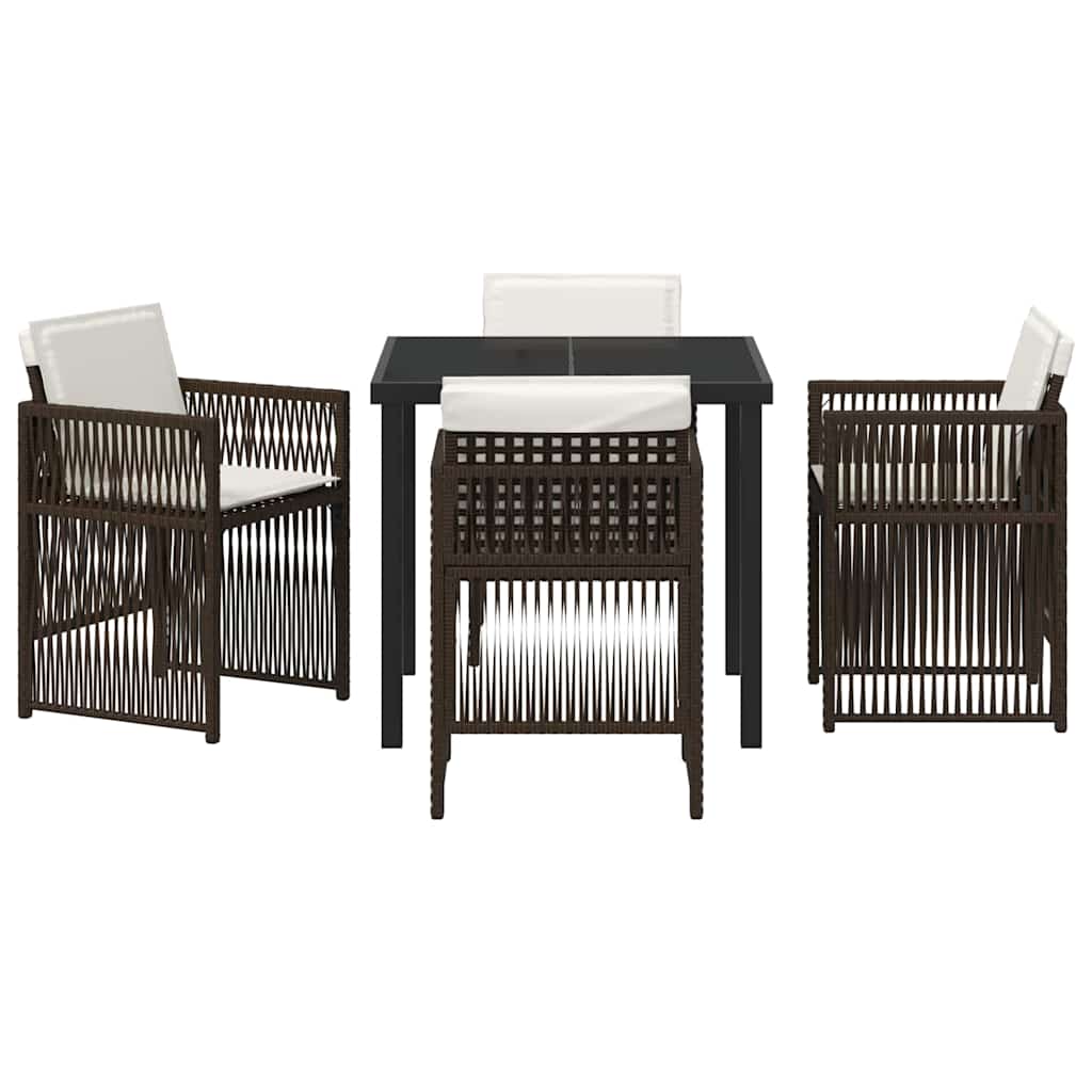Garden Dining Set 5 pcs Brown Poly rattan
