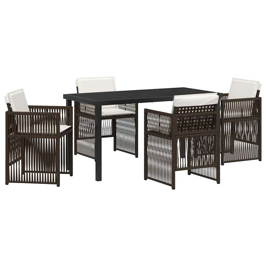 Garden Dining Set 5 pcs Brown Poly rattan