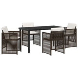Garden Dining Set 5 pcs Brown Poly rattan