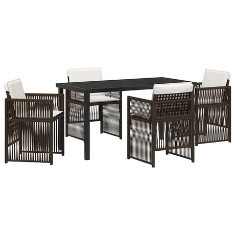 Garden Dining Set 5 pcs Brown Poly rattan