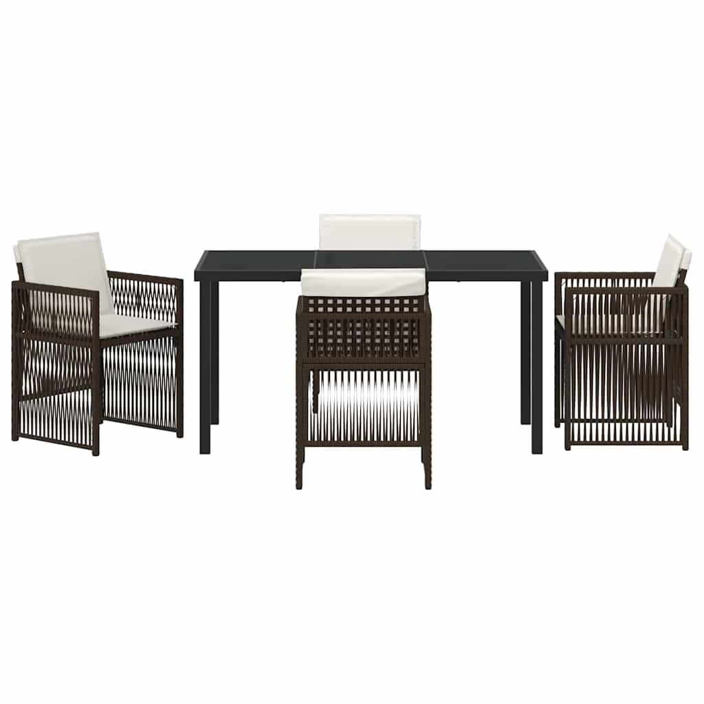 Garden Dining Set 5 pcs Brown Poly rattan